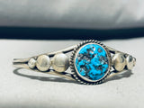 Verdy Jake!! Vintage Native American Navajo Turquoise Sterling Silver Bracelet-Nativo Arts