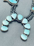 Stunning Vintage Native American Navajo Turquoise Sterling Silver Squash Blossom Necklace-Nativo Arts