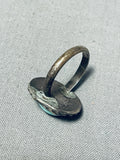 Early 1900's Vintage Native American Navajo Turquoise Sterling Silver Ring Old-Nativo Arts