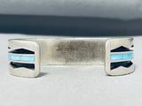 Stunning Vintage Native American Zuni Larry Loretto Blue Gem Turquoise Sterling Silver Bracelet-Nativo Arts