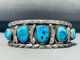 Marvelous Vintage Native American Navajo 5 Sleeping Beauty Turquoise Sterling Silver Bracelet-Nativo Arts