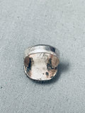 Detailed Vintage Native American Navajo Leaf Sleeping Beauty Turquoise Sterling Silver Ring