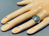 Thomas Singer! Rare Hallmark Vintage Native American Navajo Turquoise Inlay Sterling Silver Ring-Nativo Arts