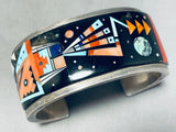 Ervin Tsosie!! 6.5 Inch Wrist Vintage Native American Navajo Sterling Silver Inlay Bracelet-Nativo Arts
