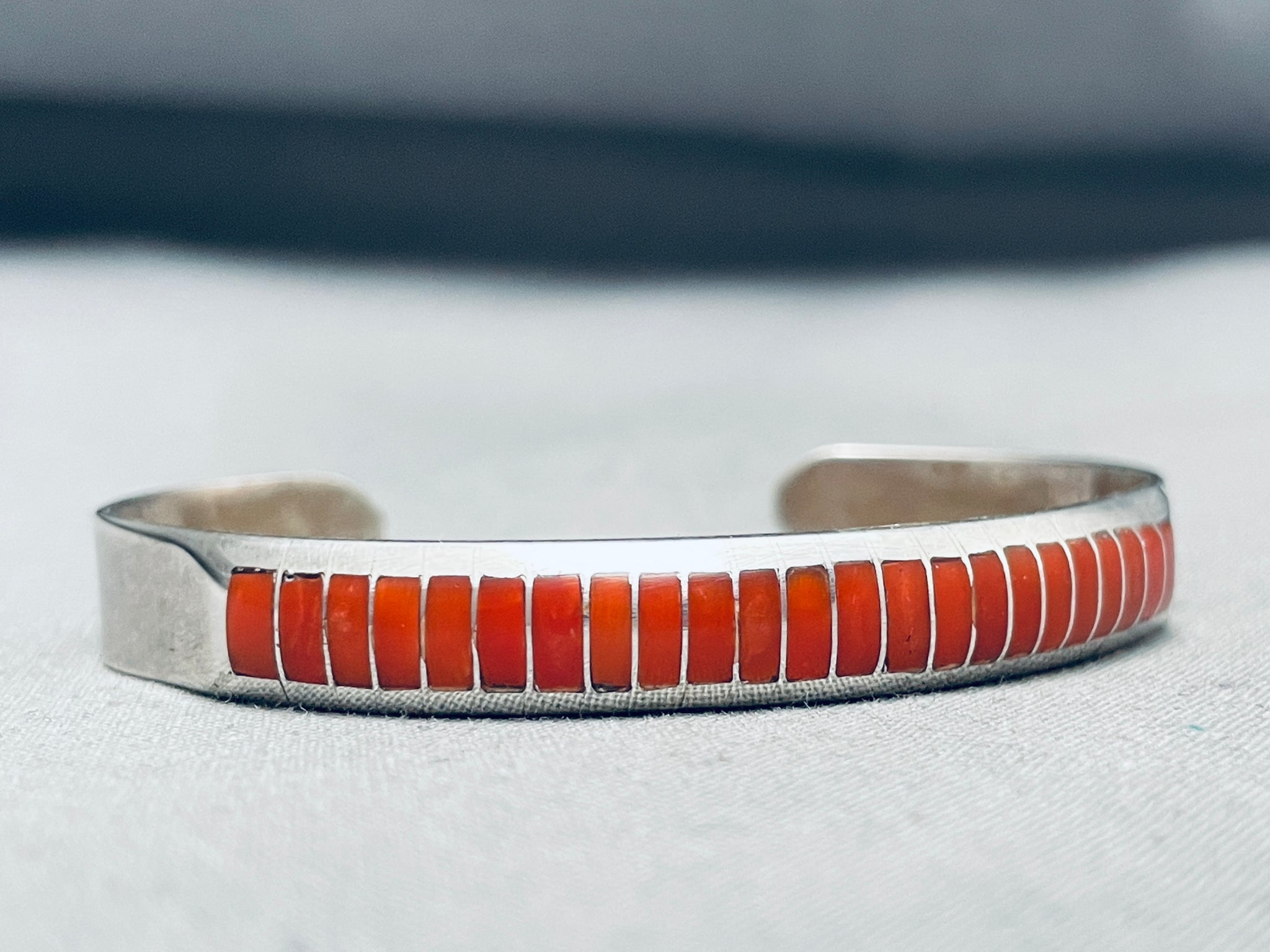 Incredible Vintage Native American Navajo Coral Sterling Silver