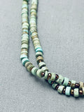 Stunning Native American Navajo Green Turquoise Heishi Sterling Silver Necklace-Nativo Arts