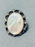 Opulent Vintage Native American Navajo Mother Of Pearl Sterling Silver Ring-Nativo Arts
