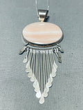 Exquisite Vintage Native American Zuni Mother Of Pearl Sterling Silver Necklace-Nativo Arts