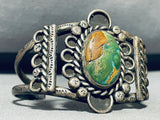 Opulent Vintage Native American Navajo Boulder Green Mine Turquoise Sterling Silver Bracelet-Nativo Arts