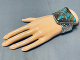 Unique Turquoise Shape Vintage Native American Navajo Sterling Silver Bracelet Cuff-Nativo Arts