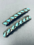 Emma Tsosie Magnificent Vintage Native American Navajo Kingman Turquoise Sterling Silver Pin-Nativo Arts