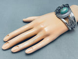 Huge Leaves Vintage Southwest Turquoise Sterling Silver Bracelet-Nativo Arts