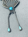 Evelyn Tsosie Superior Vintage Native American Navajo Turquoise Sterling Silver Pin