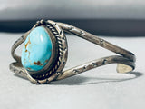 Unrivaled Vintage Native American Navajo Pilot Mountain Turquoise Sterling Silver Bracelet-Nativo Arts