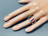 Ray Adakai Striking Vintage Native American Navajo Onyx Sterling Silver Ring-Nativo Arts