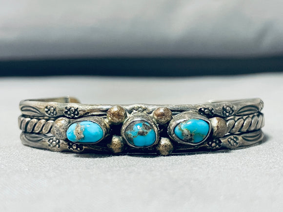 Marvelous Vintage Native American Navajo Bisbee Turquoise Sterling Silver Bracelet-Nativo Arts