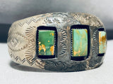 One Of The Most Unique Vintage Native American Navajo Green Turquoise Sterling Silver Bracelet-Nativo Arts