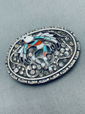 One Of The Best Ever Vintage Native American Zuni Turquoise Sterling Silver Buckle Old-Nativo Arts