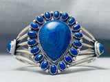 Thicker Wide Vintage Native American Navajo Teardrop Lapis Sterling Silver Bracelet-Nativo Arts