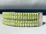 One Of The Most Unique Vintage Native American Zuni Gaspeite Inlay Sterling Silver Bracelet-Nativo Arts