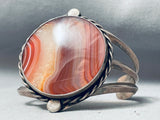 Antelope Canyon!! Vintage Native American Navajo Petrified Wood Sterling Silver Bracelet-Nativo Arts