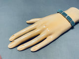 Superior Vintage Signed Native American Zuni Blue Gem Turquoise Sterling Silver Bracelet-Nativo Arts
