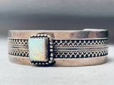 Amazing Vintage Native American Navajo Opal Sterling Silver Stamped Bracelet Cuff-Nativo Arts