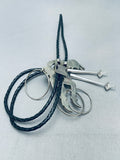 Rare Older Vintage Native American Zuni Dancer Turquoise Sterling Silver Bolo Tie-Nativo Arts