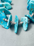 Exquisite 176 Grams Native American Navajo Heishi Kingman Turquoise Sterling Silver Necklace-Nativo Arts
