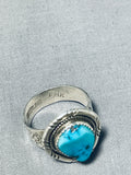 Signed Vintage Native American Hopi Morenci Turquoise Sterling Silver Ring-Nativo Arts