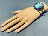 Beautiful Vintage Native American Navajo Blue Diamond Turquoise Sterling Silver Bracelet-Nativo Arts