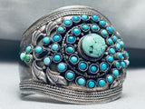 Glorious Vintage Southwest Eyes Of Turquoise Sterling Silver Bracelet-Nativo Arts