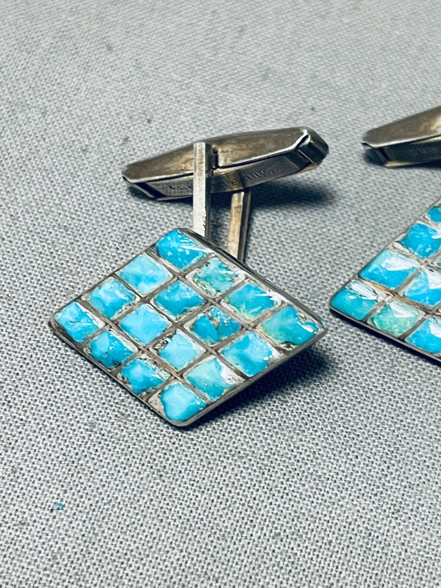 Zuni Silver Turquoise top Cufflinks vintage