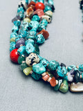 100 Grams Vintage Native American Navajo Old Kingman Turquoise Sterling Silver Necklace-Nativo Arts
