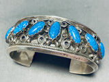 One Of The Most Detailed Vintage Native American Navajo Lapis Sterling Silver Swirl Bracelet-Nativo Arts