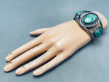 Important Vintage Native American Navajo Carico Lake Turquoise Sterling Silver Bracelet-Nativo Arts