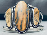 Tan Streaked Agate Vintage Southwest Sterling Silver Bracelet-Nativo Arts