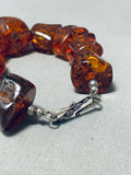 Ancient Tree Sap! Impressive Vintage Santo Domingo Baltic Amber Sterling Silver Bracelet-Nativo Arts