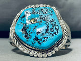 Best Vintage Native American Navajo Sleeping Beauty Turquoise Gold Nugget Silver Bracelet-Nativo Arts