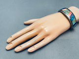 6 Inch Wrist Vintage Native American Navajo Turquoise Inlay Sterling Silver Bracelet-Nativo Arts