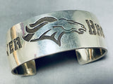 Freddy Douglas Native American Navajo Sterling Silver Denver Broncos Bracelet-Nativo Arts