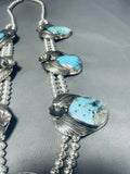 324 Grams!! Native American Navajo Turquoise Sterling Silver Squash Blossom Necklace-Nativo Arts