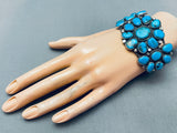 Important A & S Vintage Native American Navajo Turquoise Cluster Sterling Silver Bracelet-Nativo Arts