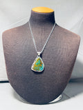 Signed Native American Navajo Royston Turquoise Sterling Silver Necklace-Nativo Arts