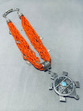 The Best Joe Coriz Santo Domingo Coral Sterling Silver Turtle Necklace-Nativo Arts