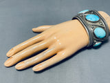 Slanted Huge Turquosie Vintage Native American Navajo Sterling Silver Bracelet-Nativo Arts