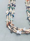One Of The Best Vintage Native American Navajo Tan Heishi Sterling Silver Turquoise Necklace-Nativo Arts