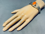 Dazzling Vintage Native American Navajo Signed Orange Spiny Sterling Silver Bracelet-Nativo Arts