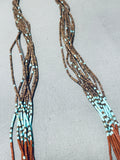 Native American Oh The Intricacy Vintage Santo Domingo Turquoise Heishi Sterling Silver Necklace-Nativo Arts