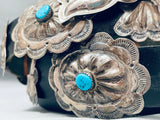 Important Ben Yazzie Vintage Native American Navajo Turquoise Sterling Silver Concho Belt